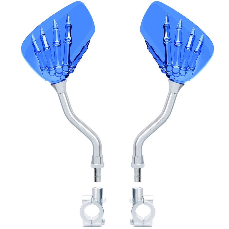 TOPCABIN 1 Pair Bicycle Mirror,Big View Bike Rear View Mirror Blindsight Multi Angle Adjustable Bike Mirror Billet Aluminum Chrome Plated Outside Skull Claw Style Also suitable for motorcycle mirror - Image 1